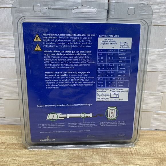 Easy Heat AHB-016 120 Vac Pipe Heating Cable, 3-7 Feet New! Pipe Freeze Protect - Picture 2 of 5